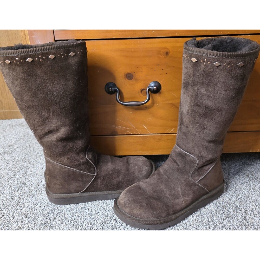 UGG Cosita Boots Size 7 Suede Brown Studded Warm Gorpcore Outdoor Lined